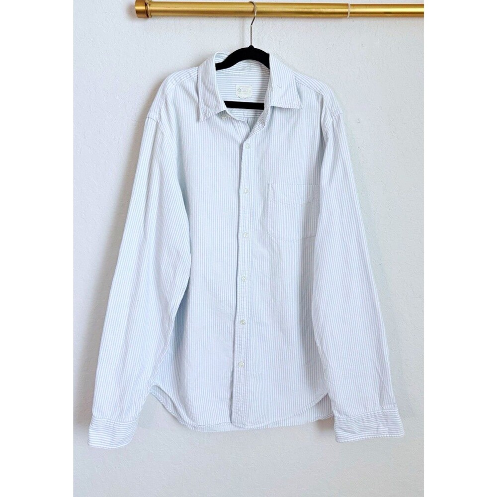 J.CREW Vintage Oxford Men's Tailored Cotton Dress Shirt Blue/White Stripe S